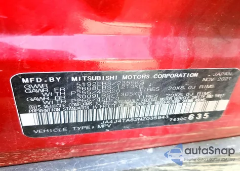 2022 Mitsubishi Outlander Es z USA, uszkodzony, nr VIN JA4J4TA82NZ035943